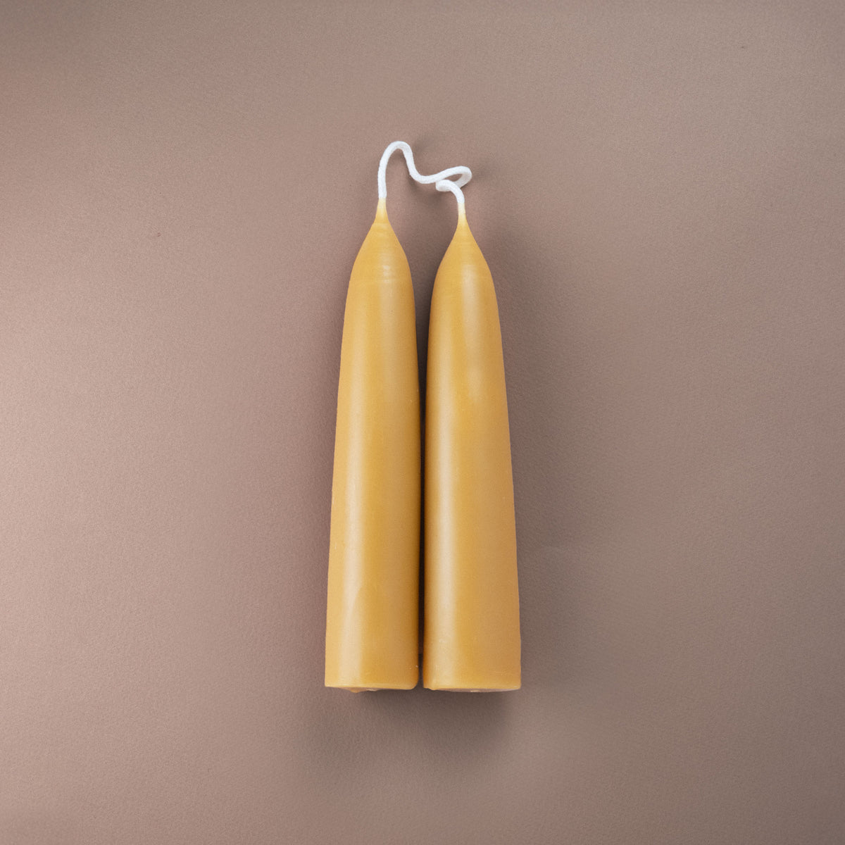 Pair of pure beeswax hand-dipped 18cm altar candles