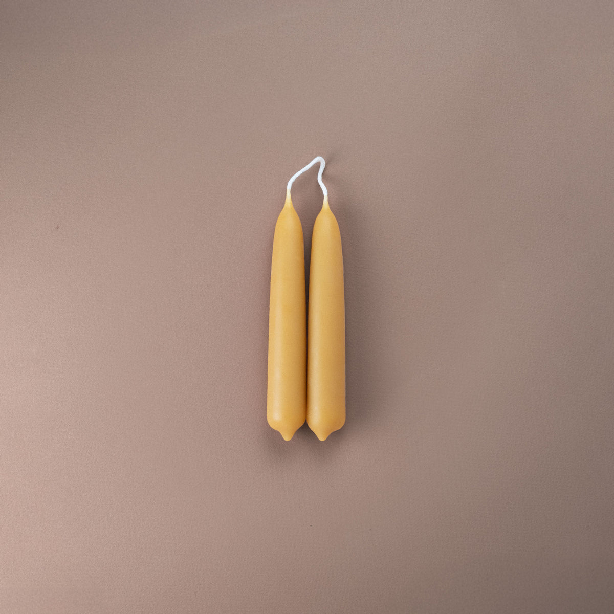 Pair of pure beeswax hand-dipped 12cm taper candles