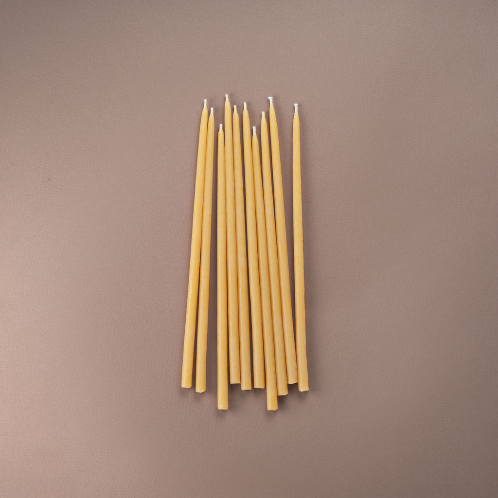 10 pack of 20cm pure beeswax hand-dipped celebration birthday candles