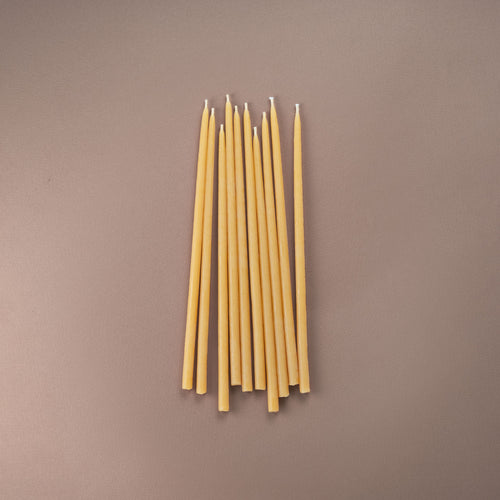 10 pack of 20cm pure beeswax hand-dipped celebration birthday candles