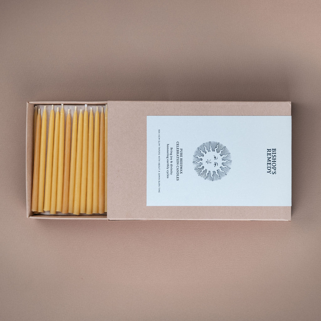 Box of 90 pure beeswax hand-dipped 11cm celebration birthday candles